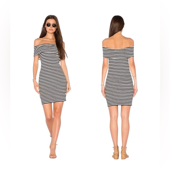 Unbranded Grey & White Striped Off the Shoulder Bodycon Dress, NWT, S - Picture 1 of 5